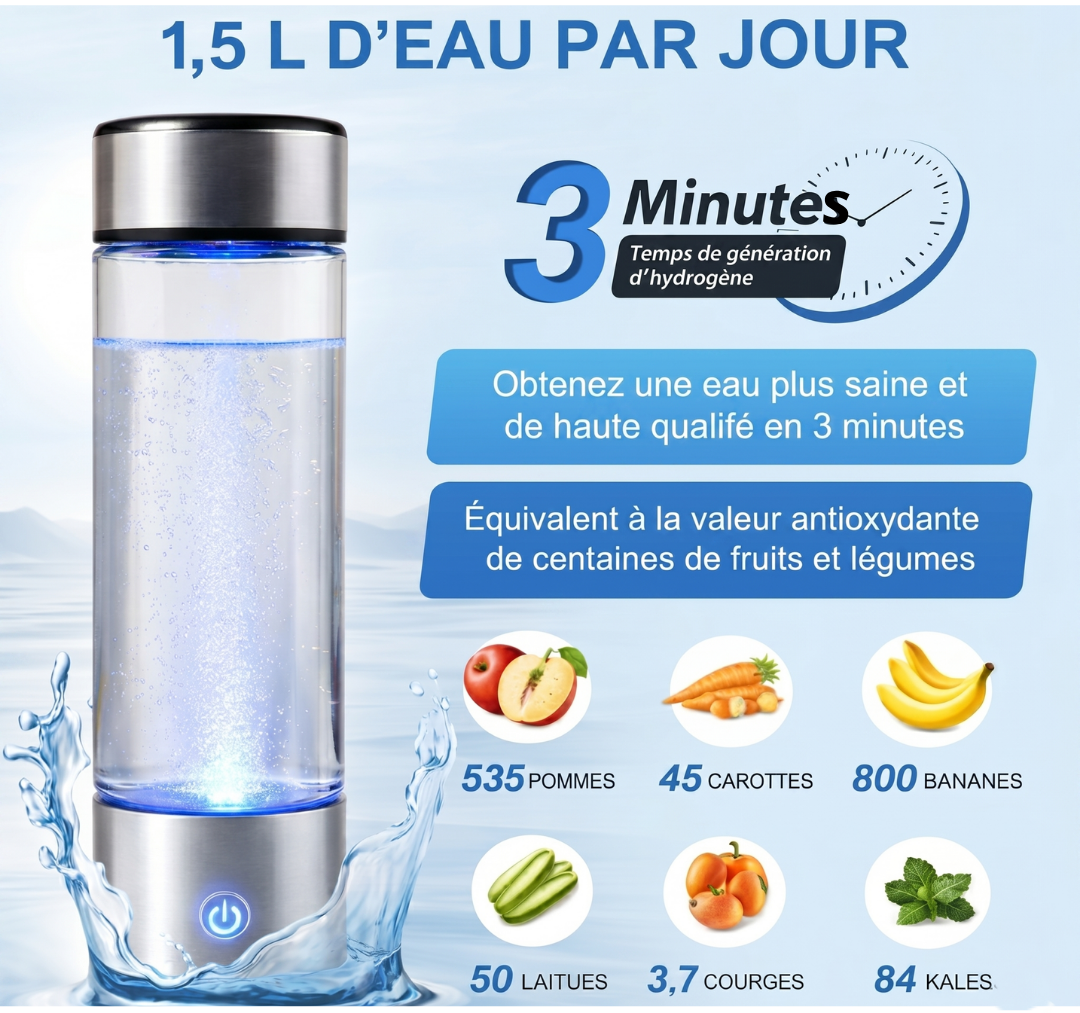 Bouteille d'eau à hydrogène